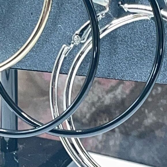 Gold/Black/Silver Basic 3 Hoop Set Bold Elements Earrings Set $16ea / 3 for $25 - Picture 5 of 5